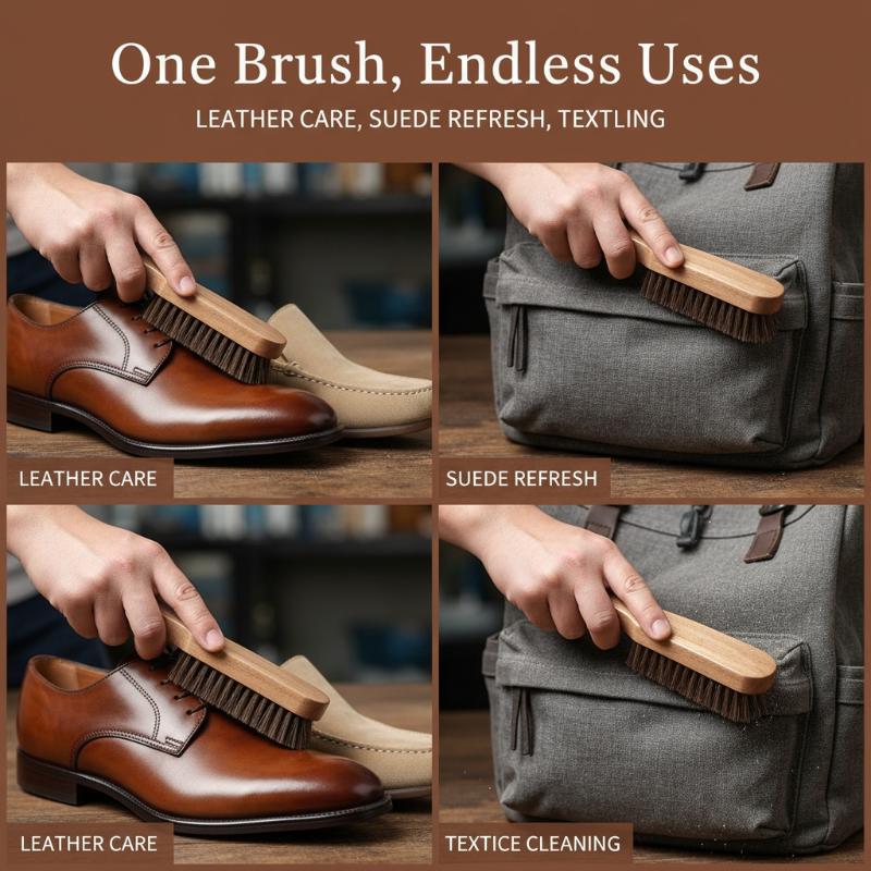 Shoe Cleaning Brush - 1PC 나무 신발 브러쉬 말털 가죽